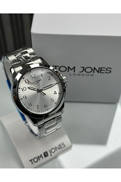 Tom Jones Çelik Kordon Beyaz Kadran GÜNLÜ-TAKVİMLİ ERKEK KOL SAATİ