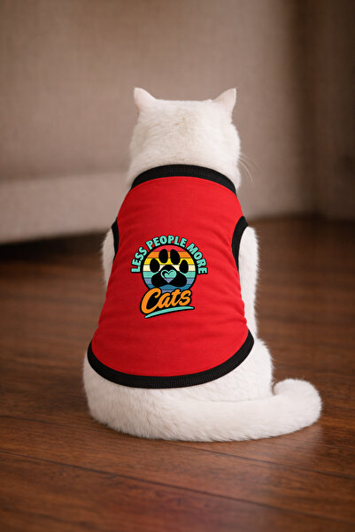 petite pati تيشيرت للقطط مطبوع عليه Red More Cat مقاس M (100% قطن ممشط)
