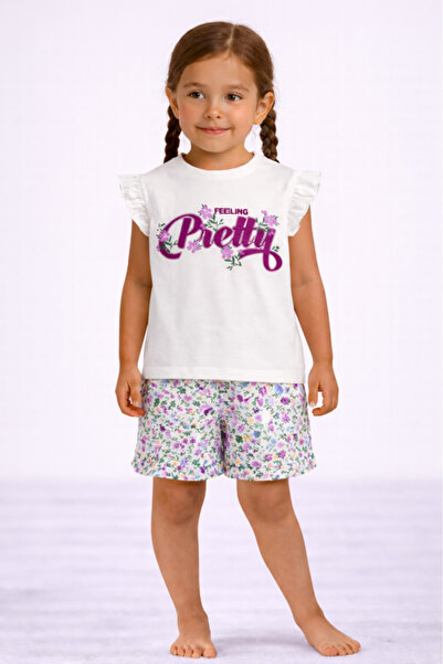 Victor and Jane Girls’ Pajama Set – “Feeling Pretty” Frill Sleeve Top & Flora...