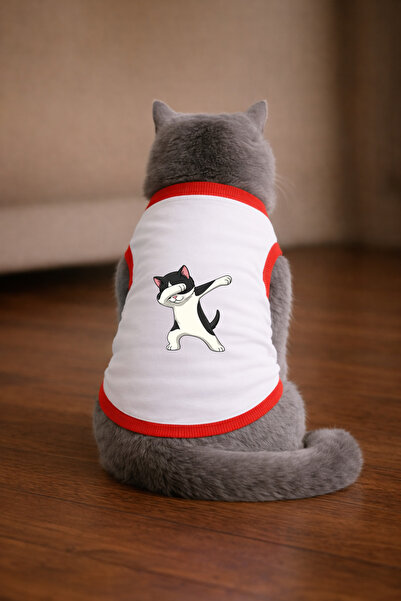 petite pati تيشيرت أبيض مطبوع عليه قطة ناروتو مقاس M (100% قطن ممشط)