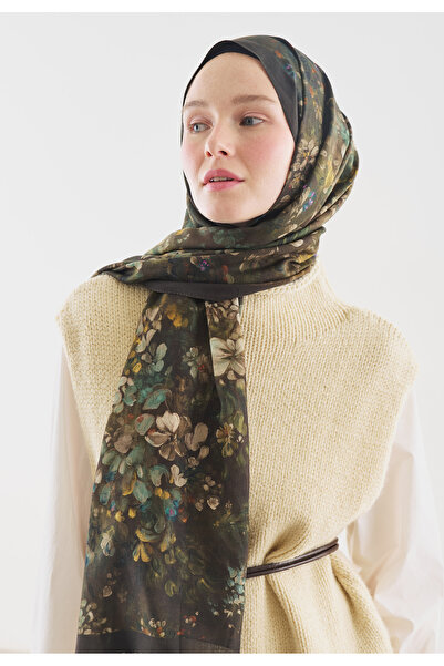 Fresh شال قطني منقوش من دارك بيوتي باللون البني