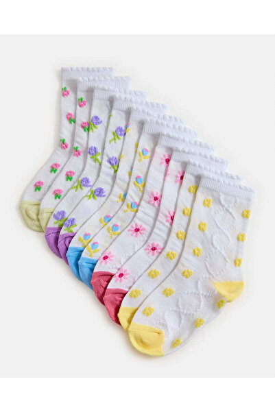 REDTAG Girls Assorted Crew Socks With Scallop Welt Edge