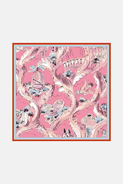 Vakko PEMBE OBJE DESENLİ TWİLL EŞARP