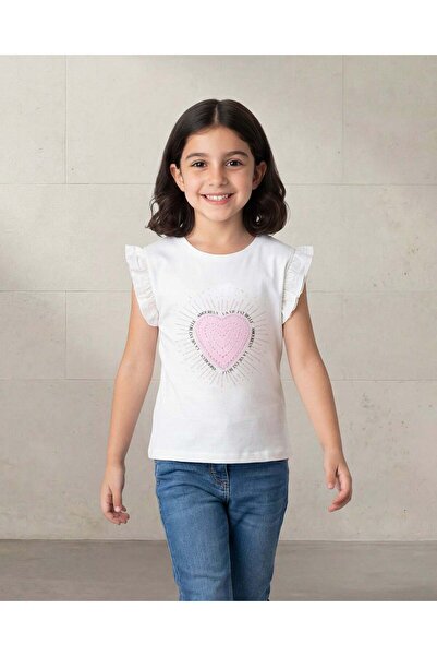 REDTAG Girls White Printed T-Shirt