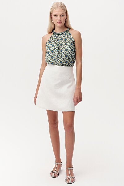 Exquise Elastic Waist Linen Regular Woven Shorts