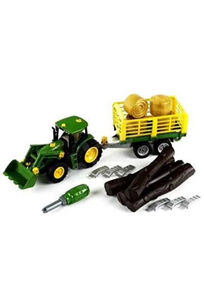 John Deere Tractor cu căruță de lemn și fân