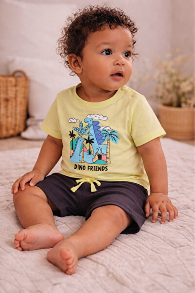 Victor and Jane Infant Boys’ 2-Piece Set – “Dino Friends” Graphic T-Shirt & S...