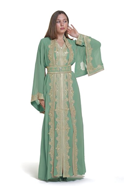 al bent al sharqieh قفطان مطرز مع حزام على الخصر ladies belted kaftan dress