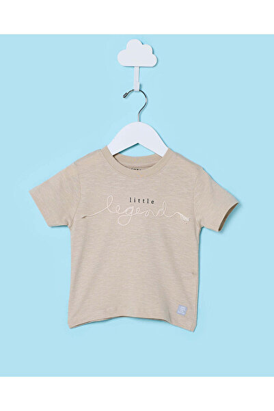 REDTAG Infant Boys Beige Printed T-Shirt