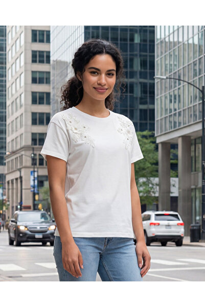 REDTAG Women White Embellished Top