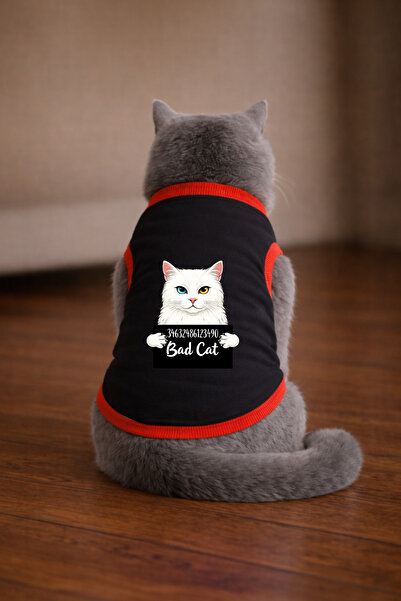 petite pati تي شيرت أسود مطبوع عليه Black Wanted Van للقطط مقاس M (100% قطن م...