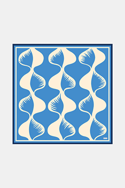 Vakko MAVİ GEOMETRİK DESENLİ TWİLL EŞARP