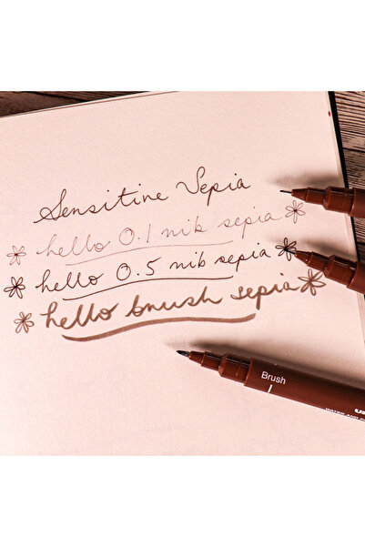 UNİ-BALL Uni Pin Technical Drawing Pen (Sepia) Brown (Brush) Brush Tip 1 Piece