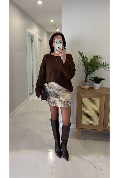 BİRCANÇİL Nutta Yellow and White Patterned Skirt