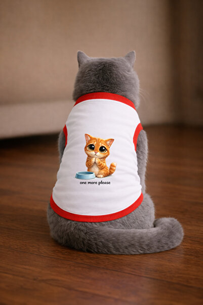 petite pati تيشيرت أبيض مطبوع عليه قطة من Onemore مقاس S (100% قطن ممشط)
