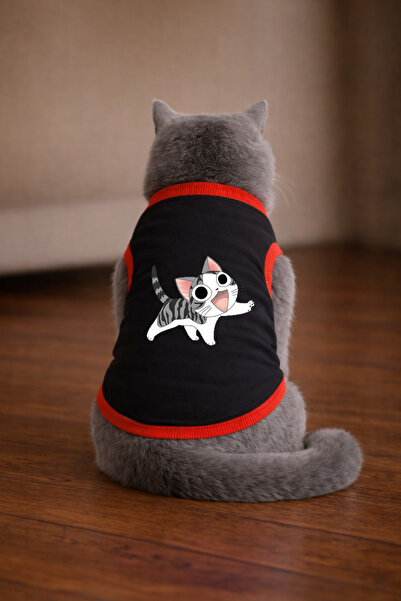 petite pati Black Happy Cat Printed Cat Tshirt Size 2XL Cat Clothing (100% Co...