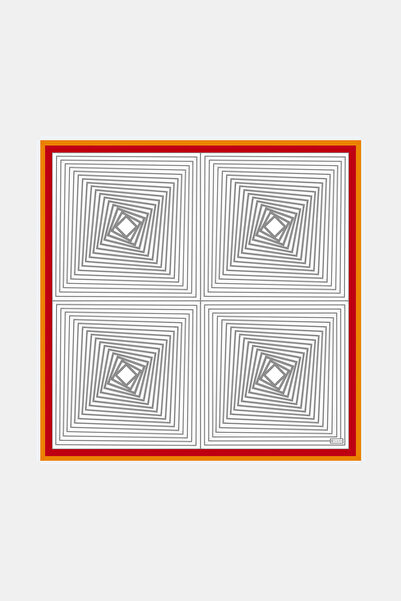 Vakko GRİ GEOMETRİK DESENLİ TWİLL EŞARP