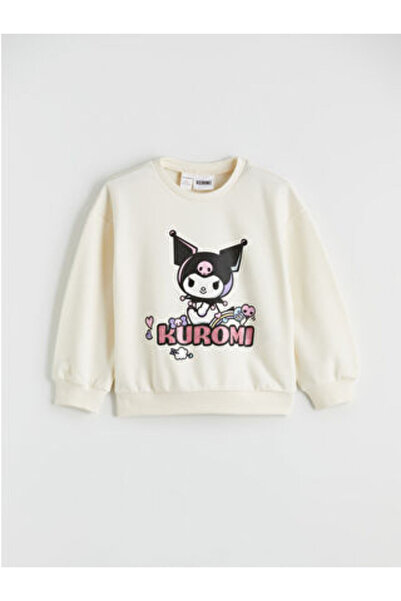 LC Waikiki سويت شيرت بناتي مطبوع برقبة دائرية من Ecru Kuromi