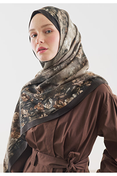 Fresh Evelyne Patterned Cotton Viscose Shawl Mink