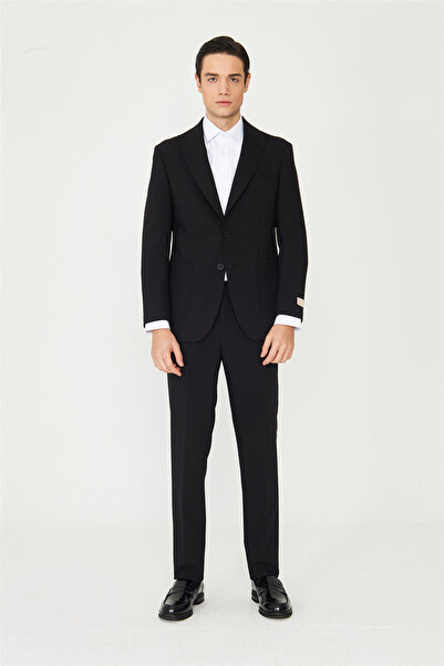 White Stone Black Italian Form Modern Cut Classic Suit