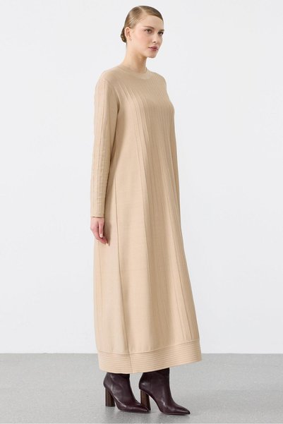 Tığ Triko Ribbed Detailed Rayon Dress Vi̇zon