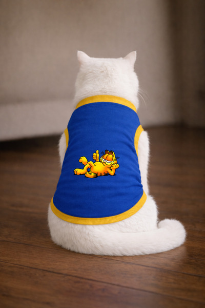 petite pati تيشيرت بلو جارف2 مطبوع عليه صورة قطة مقاس XS (100% قطن ممشط)