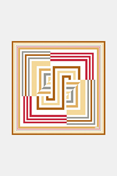 Vakko CAMEL GEOMETRİK DESENLİ TWİLL EŞARP