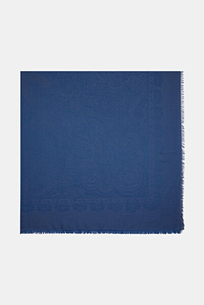 Vakko KOYU MAVİ JAKARLI MODAL YÜN İPEK ŞAL