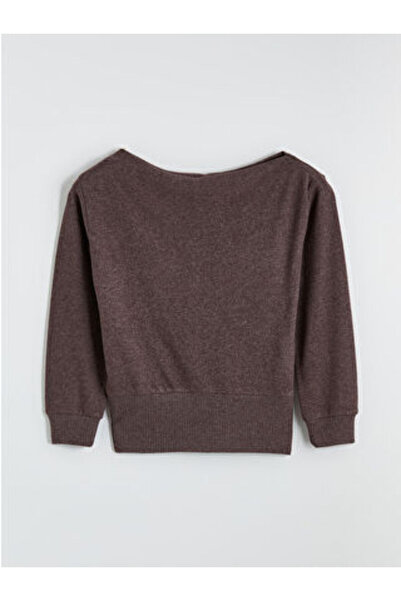 LC Waikiki M1 Sezon Brown Boat Neck Blouse