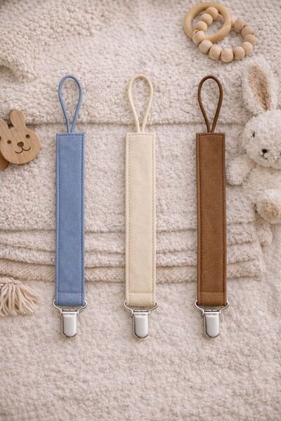 Peppino 3'lü Bebek Emzik Askısı Seti - %100 Doğal Kumaş - Hediye Set