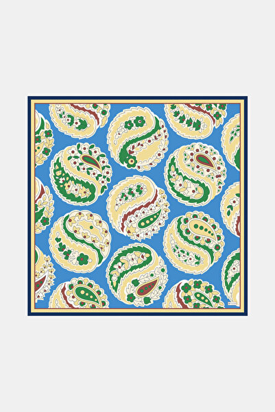 Vakko MAVİ ÇİÇEK DESENLİ TWİLL EŞARP