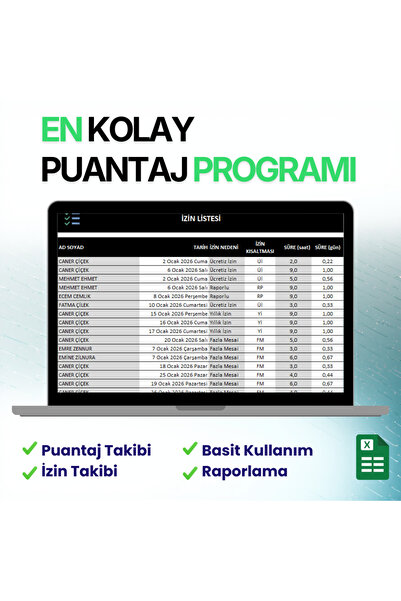 35CC SOFT Puantaj Takip Programı – En Kolay Personel Takibi – Excel Tabanlı L...