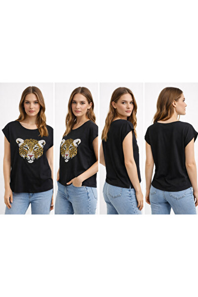 ERLINE TRICOU DE DAMĂ CU PALETE LEOPARD