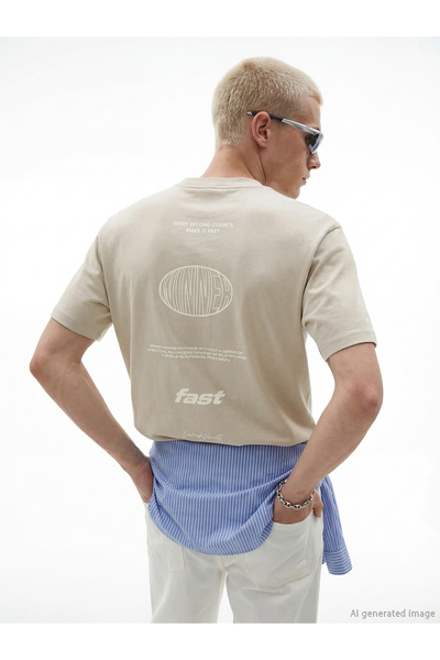 LC Waikiki Peak New Season Crew Neck Printed Combed Cotton Men's T-Shirt