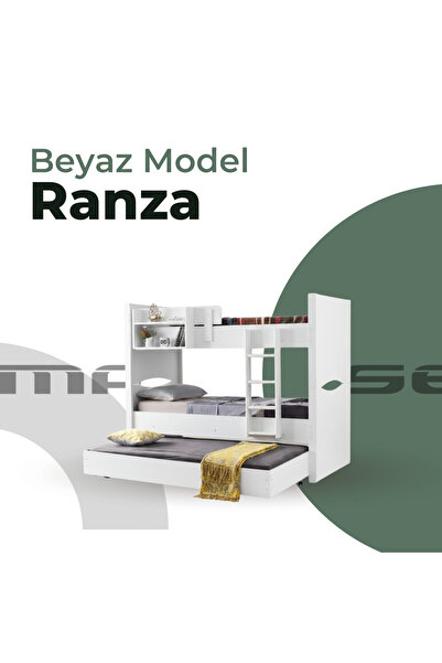 masseymobilya Odanız Şık Tasarım Katacak Model Ayrılabilir Beyaz Ranza