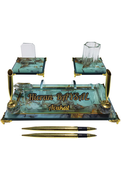 Sentez Masa Üstü İsimlik Meram Kristal Masa İsimliği Seti