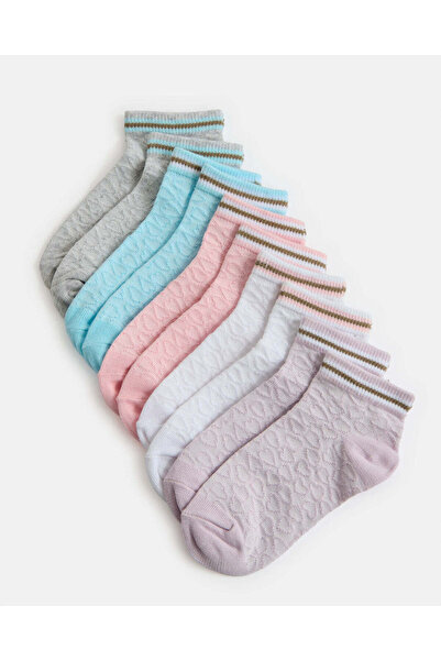 REDTAG Girls Assorted Ankle Socks Set (5 Pairs)