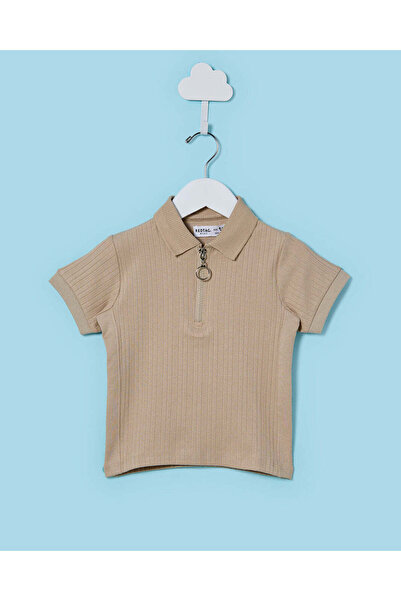 REDTAG Infant Boys Beige Short Sleeve Polo Shirt