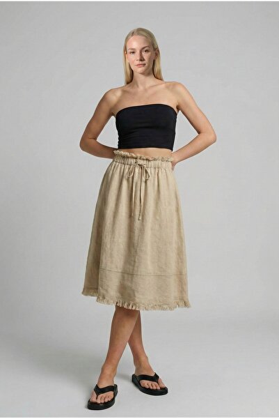 Maule Ленена пола с дължина до коляното и подгънат подгъв от Lyocell за жени ...