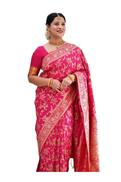 MYSMAR Pink Silk Jacquard Saree - MAF3029 | Pink