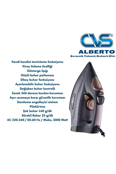 CVS DN 5481 Alberto Seramik Tabanlı 3000 W Ütü