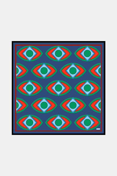 Vakko LACİVERT GEOMETRİK DESENLİ TWİLL EŞARP