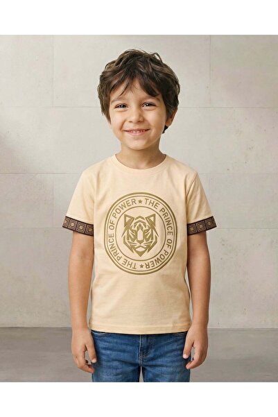 REDTAG تيشيرت أولادي بيج مطبوع برقائق معدنية مع شريط لاصق