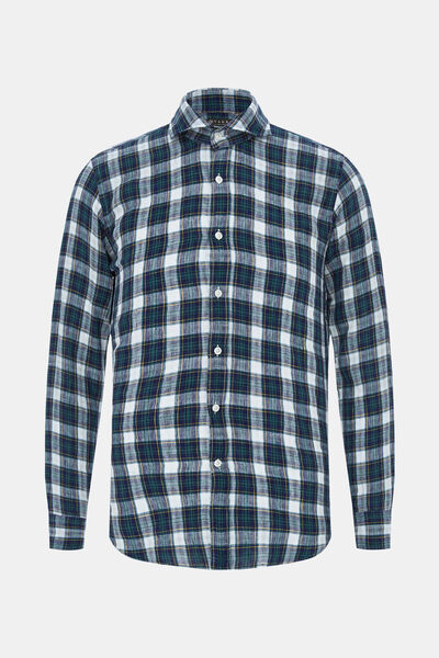 Vakko EKOSE DESENLİ KETEN PAMUK SPOR GÖMLEK