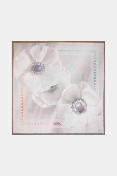 Vakko SİYAH ÇİÇEK DESENLİ ETAMİN VUAL EŞARP