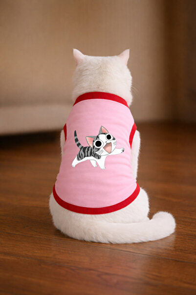 petite pati تيشيرت للقطط مطبوع عليه Happy Cat باللون الوردي مقاس L (100% قطن ...