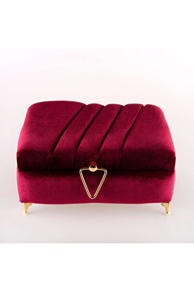 Hayrat Neşriyat Velvet Chest Box for Dowry and Quran, Striped (Burgundy, Holl...