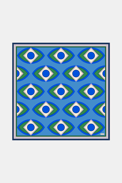 Vakko MAVİ GEOMETRİK DESENLİ TWİLL EŞARP