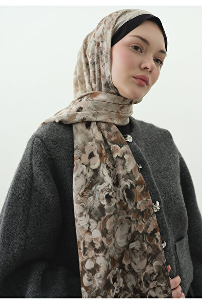 Fresh Pearlie Patterned Cotton Viscose Shawl Black