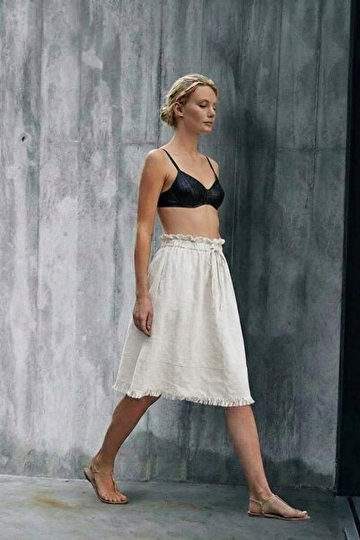 Maule Ленена пола с дължина до коляното и подгънат подгъв от Lyocell за жени ...